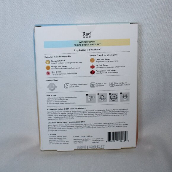 Rael Beauty Limited Edition Winter Glow Facial Sheet Mask Set (5 Sheets) - Picture 3 of 5